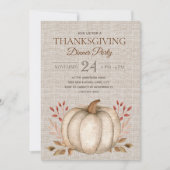 Rustic Pumpkin Linen Erntedank Dinner Party Einladung (Vorderseite)