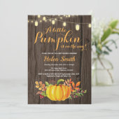 Rustic Pumpkin Mason Jar String Lights Baby Dusche Einladung (Stehend Vorderseite)