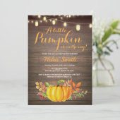 Rustic Pumpkin Mason Jar String Lights Baby Dusche Einladung (Stehend Vorderseite)