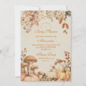 Rustic Pumpkin Mushroom Baby Dusche Einladung (Vorderseite)
