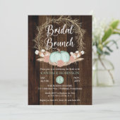Rustic Pumpkin Pampas Wreath Bridal Brunch Einladu Einladung (Stehend Vorderseite)