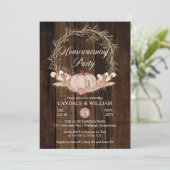 Rustic Pumpkin Pampas Wreath Housewarming Party Einladung (Stehend Vorderseite)