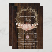 Rustic Pumpkin Pampas Wreath Housewarming Party Einladung (Vorne/Hinten)