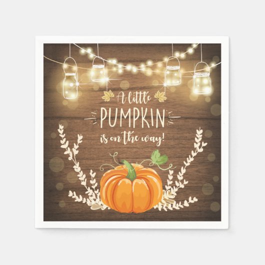 Rustic Pumpkin Paper Napkins Fall Holzdusche Serviette (Vorderseite)