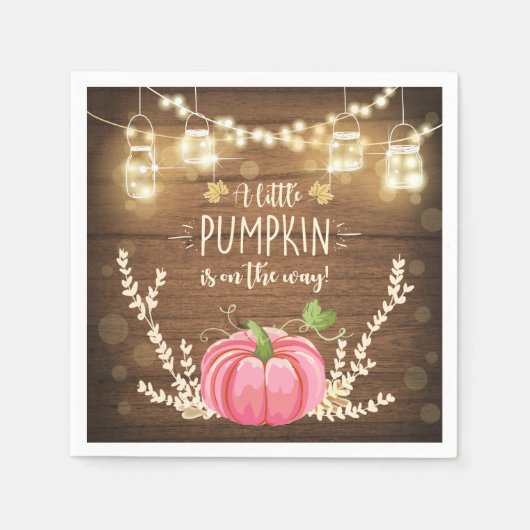 Rustic Pumpkin Paper Napkins Fall Holzdusche Serviette (Vorderseite)