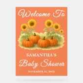 Rustic Pumpkin Patch Sonnenblumen Fall Baby Dusche Acrylschild (Vorderseite)