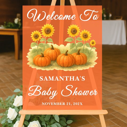 Rustic Pumpkin Patch Sonnenblumen Fall Baby Dusche Acrylschild