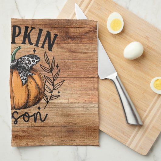 Rustic Pumpkin Season Herbst Erntedank Geschirrtuch (Viertel Falte)