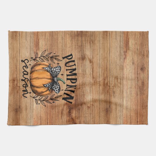 Rustic Pumpkin Season Herbst Erntedank Geschirrtuch (Horizontal)