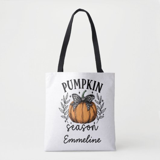 Rustic Pumpkin Season Herbst Erntedank Name Tasche (Vorderseite)
