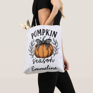 Rustic Pumpkin Season Herbst Erntedank Name Tasche