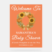 Rustic Pumpkin Sonnenblumen Fall Babydusche Willko Acrylschild (Vorderseite)