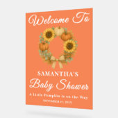 Rustic Pumpkin Sonnenblumen Fall Babydusche Willko Acrylschild (Winkel)