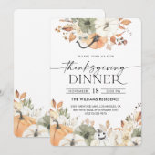 Rustic Pumpkin Thanksgiving Dinner Invitation Einladung (Vorne/Hinten)
