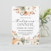 Rustic Pumpkin Thanksgiving Dinner Invitation Einladung (Stehend Vorderseite)