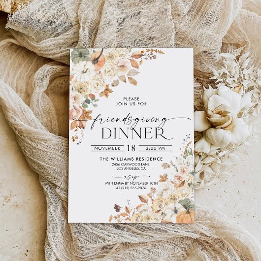 Rustic Pumpkin Thanksgiving Dinner Invitation Einladung