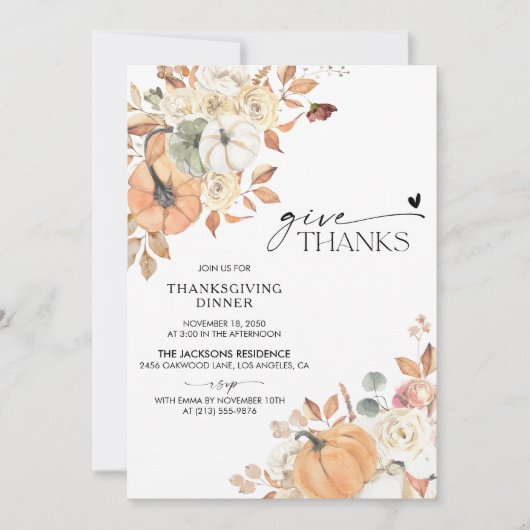 Rustic Pumpkin Thanksgiving Dinner Invitation Save The Date (Vorderseite)