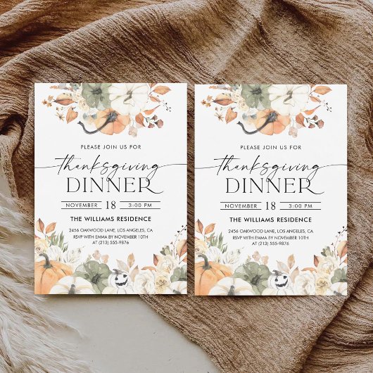 Rustic Pumpkin Thanksgiving Dinner Invitation Save The Date