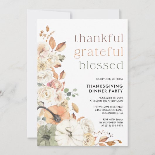 Rustic Pumpkin Thanksgiving Dinner Invitation Save The Date (Vorderseite)