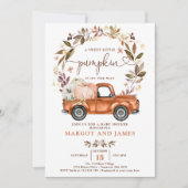 Rustic Pumpkin Truck Burnt Orange Babydusche Einladung (Vorderseite)