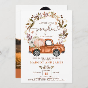 Rustic Pumpkin Truck Burnt Orange Babydusche Einladung