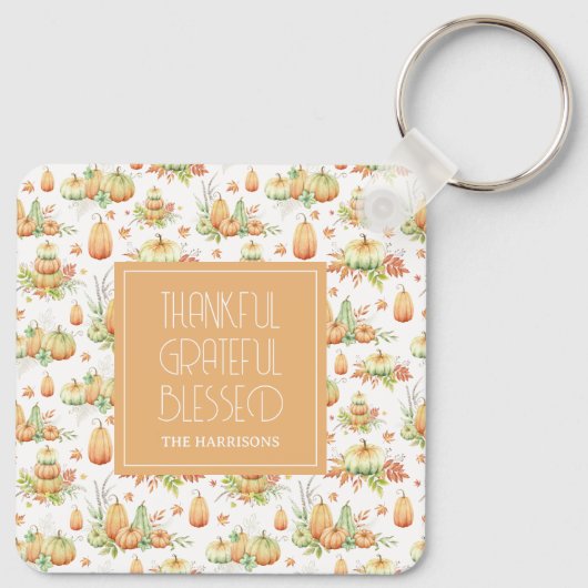 Rustic Pumpkin Verlasse dankbare dankbare, dankbar Schlüsselanhänger (Rückseite)