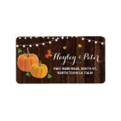 Rustic Pumpkin Wood Address Lights Labels Stickers Adressaufkleber (Vorne)