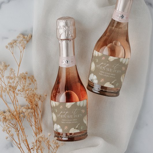 Rustic Pumpkins Baby Dusche Schaumweinetikett