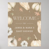 Rustic Pumpkins Fall Baby Dusche Begrüßungszeichen Poster (Vorne)