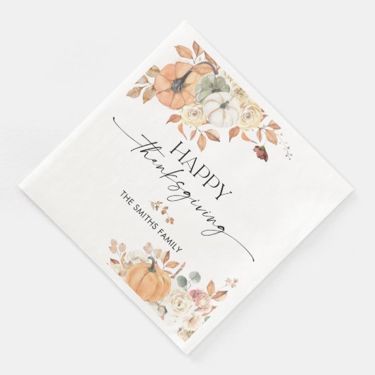 Rustic Pumpkins Thanksgiving Dinner Paper Napkin Serviette (Ecke)