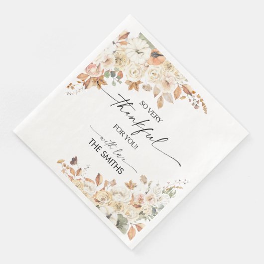 Rustic Pumpkins Thanksgiving Dinner Paper Napkin Serviette (Ecke)