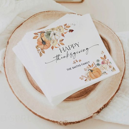 Rustic Pumpkins Thanksgiving Dinner Paper Napkin Serviette