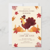 Rustic Pumpkins & Turkey Thanksgiving Invitation Einladung (Vorderseite)