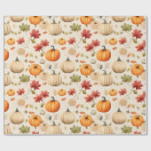 Rustic Pumpkins with Autumn Leaves in Watercolor  Geschenkpapier (Flach)
