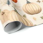 Rustic Pumpkins with Autumn Leaves in Watercolor  Geschenkpapier (Rolleneckpunkt)