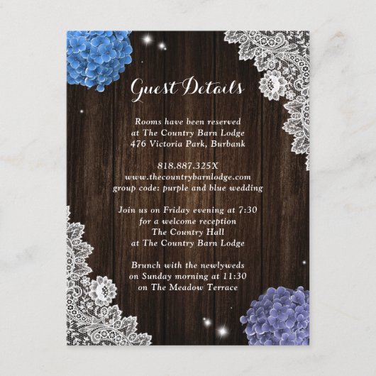 Rustic Purple and Blue Floral Enclosure Card Begleitkarte (Vorderseite)