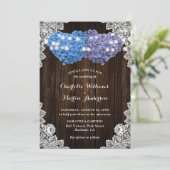 Rustic Purple and Blue Floral Wedding Invitation Einladung (Stehend Vorderseite)