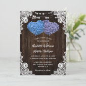 Rustic Purple and Blue Floral Wedding Invitation Einladung (Stehend Vorderseite)