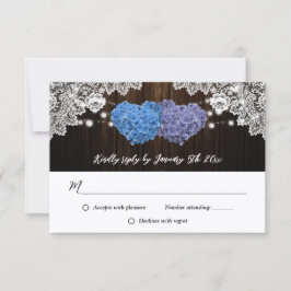 Rustic Purple and Blue Floral Wedding RSVP Karte
