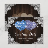 Rustic Purple and Blue Floral Wedding Save The Date (Vorne/Hinten)