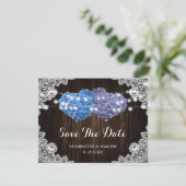 Rustic Purple and Blue Floral Wedding Save The Date (Stehend Vorderseite)