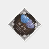 Rustic Purple and Blue Mr and Mrs Floral Wedding Serviette (Ecke)
