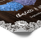 Rustic Purple Blue Wood Wedding Welcome Sign Poster (Ecke)