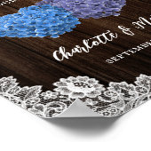 Rustic Purple Blue Wood Wedding Welcome Sign Poster (Ecke)