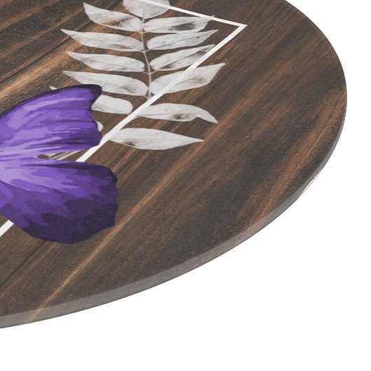 Rustic Purple Butterfly Personalized Cutting Board Schneidebrett (Ecke)