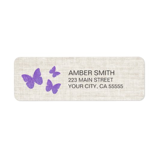 Rustic Purple Butterfly Watercolor Nature Linen (Vorne)