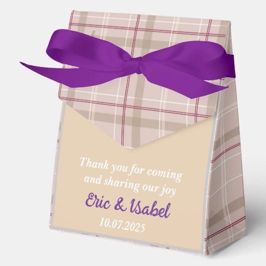 Rustic purple checkered favor boxes  geschenkschachtel (Vorderseite)