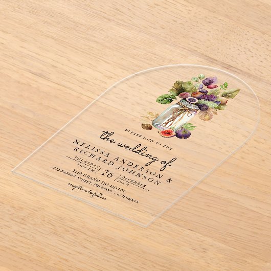 Rustic Purple Fig Mason Jar Wedding Acryleinladungen (Ablage )