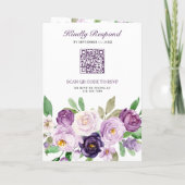 Rustic Purple Floral All in One QR Code Wedding Einladung (Rückseite)