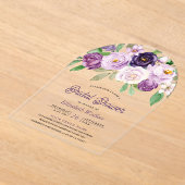 Rustic Purple Floral Bridal Shower Acryleinladungen (Ablage )